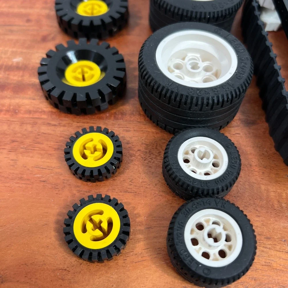 LEGO Technic Wheels Tires and Treads Mixed Lot Black White Yellow Axles H